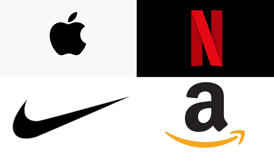 apple's, netflix's, nike's and amazon's logo